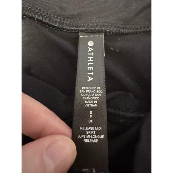 Athleta Release Midi Skirt Black Draped Wrap Athleisure Travel Womens Small - Picture 7 of 10